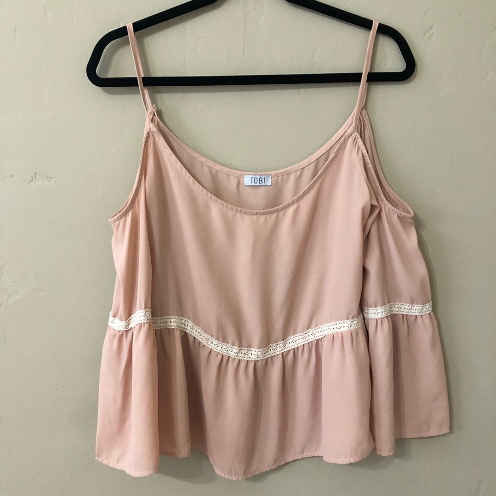 Tobi Cold Shoulder Bell Sleeve Cream Top